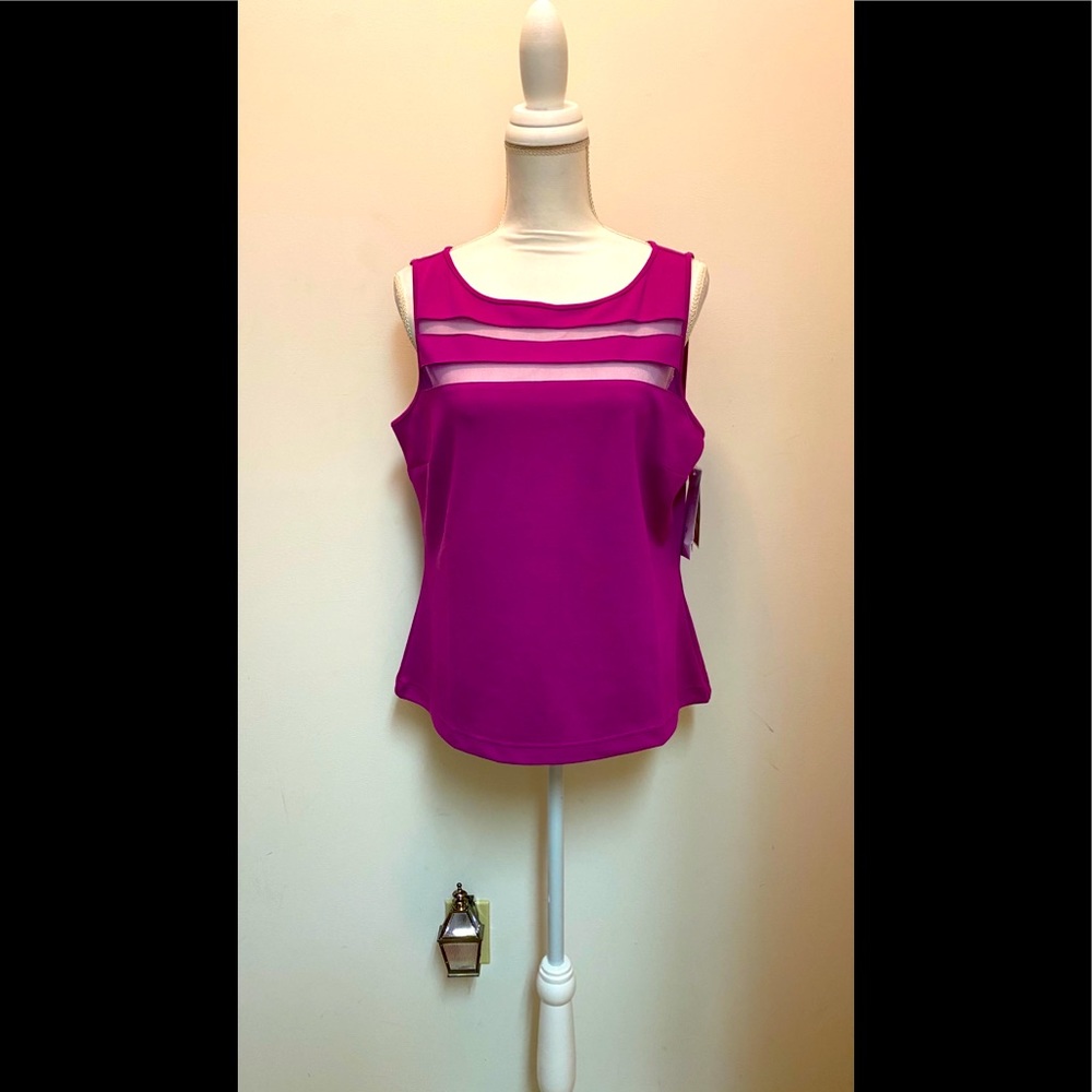 Hal Rubenstein sleeveless mesh inset top BNWT